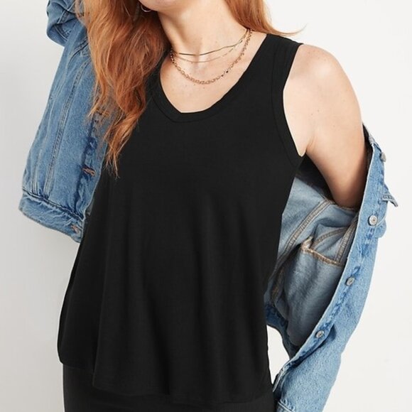 Old Navy Luxe Slub Knit V-Neck Tank Top Sleeveless Black Size XL Petite - Picture 1 of 5